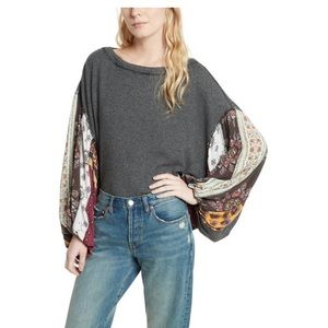 Free People gray blossom top XS NWT